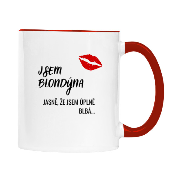 Hrnek malý barevný s potiskem Jsem blondýna