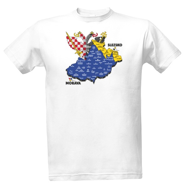 Tričko s potiskem Mapa Moravy a Slezska