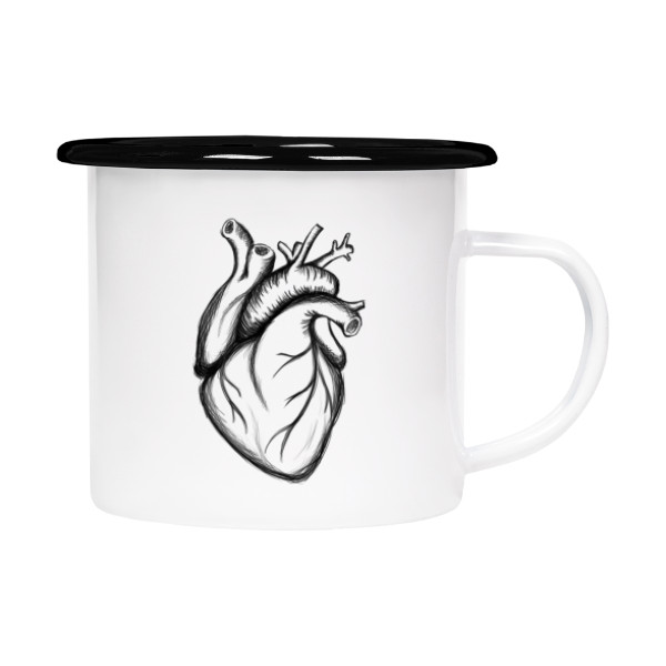 Plecháčik- smaltový lem s potlačou Srdce